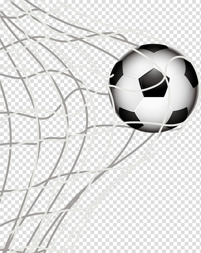 Soccer ball in goal , 2014 FIFA World Cup Brazil Football Sport, Cartoon  black and white football transparent background PNG clipart
