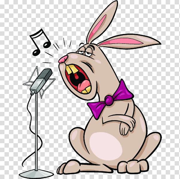 Illustration, A rabbit singing in a microphone transparent background PNG clipart
