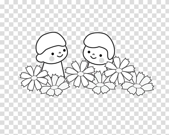 Visual arts Black and white, Dolls and flowers transparent background PNG clipart