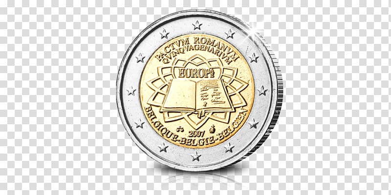 Belgium Treaty of Rome 2 euro coin 2 euro commemorative coins Euro coins, Coin transparent background PNG clipart