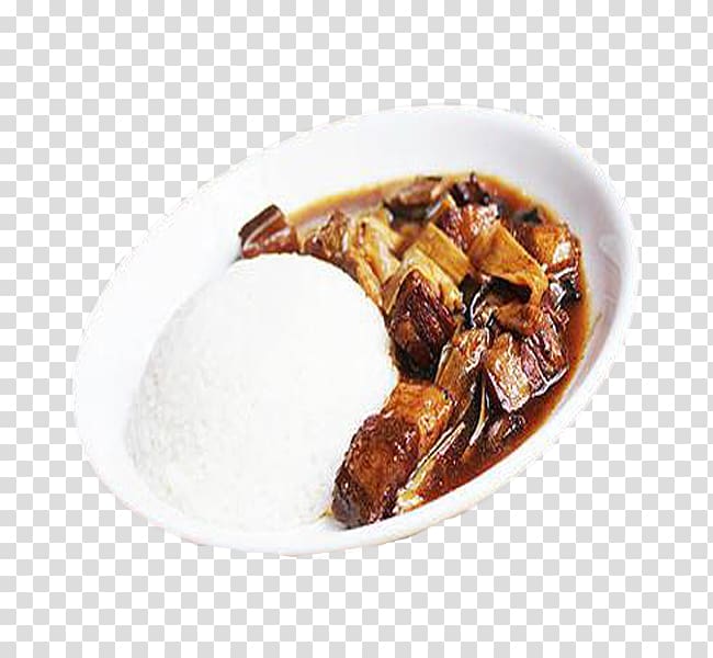 Spare ribs Dish Pork ribs Sauce, Steak rice with sauce transparent background PNG clipart