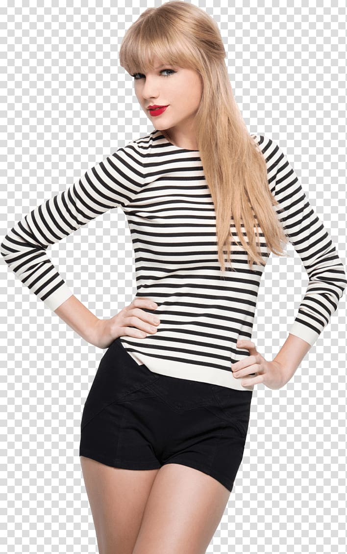 Taylor Swift wearing black and white striped long-sleeved shirt, Striped Taylor Swift transparent background PNG clipart