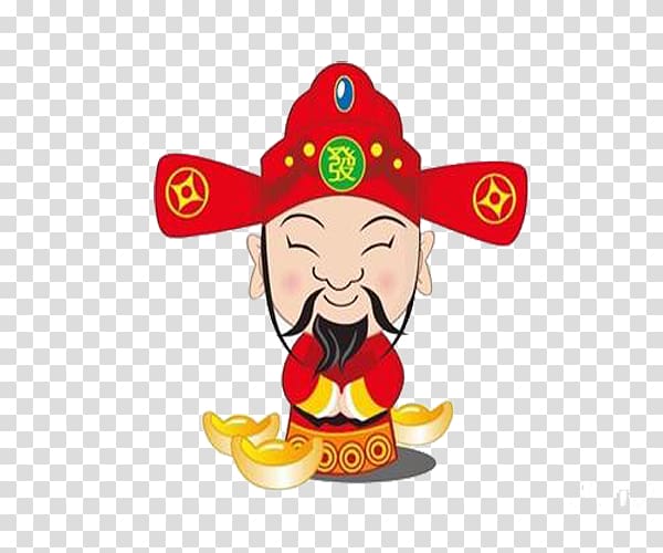 Caishen Chinese New Year Deity Illustration, Worship God of Wealth transparent background PNG clipart