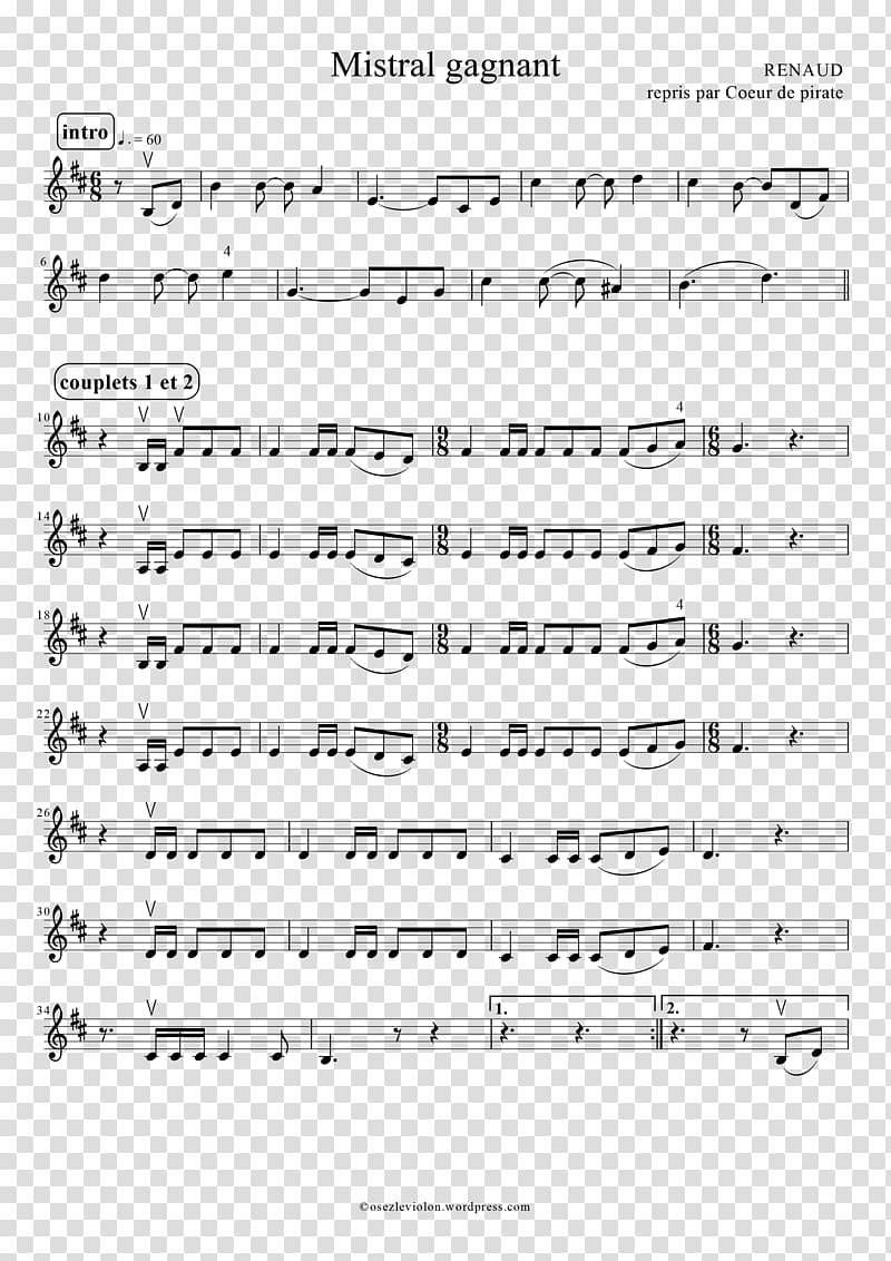 Sheet Music Violin Piano Mistral gagnant, sheet music transparent background PNG clipart
