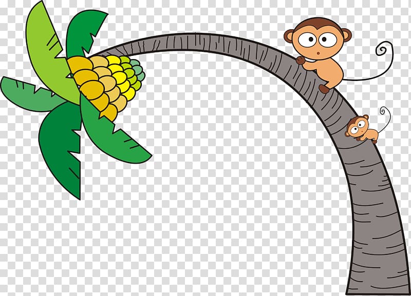 Tree Banana Cartoon Drawing , Coconut tree monkey transparent background PNG clipart