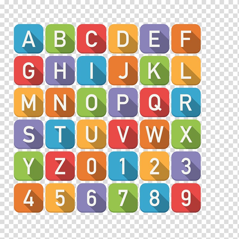 alphabet and numerical illustration, Alphabet Letter Icon, Flat square letters design transparent background PNG clipart