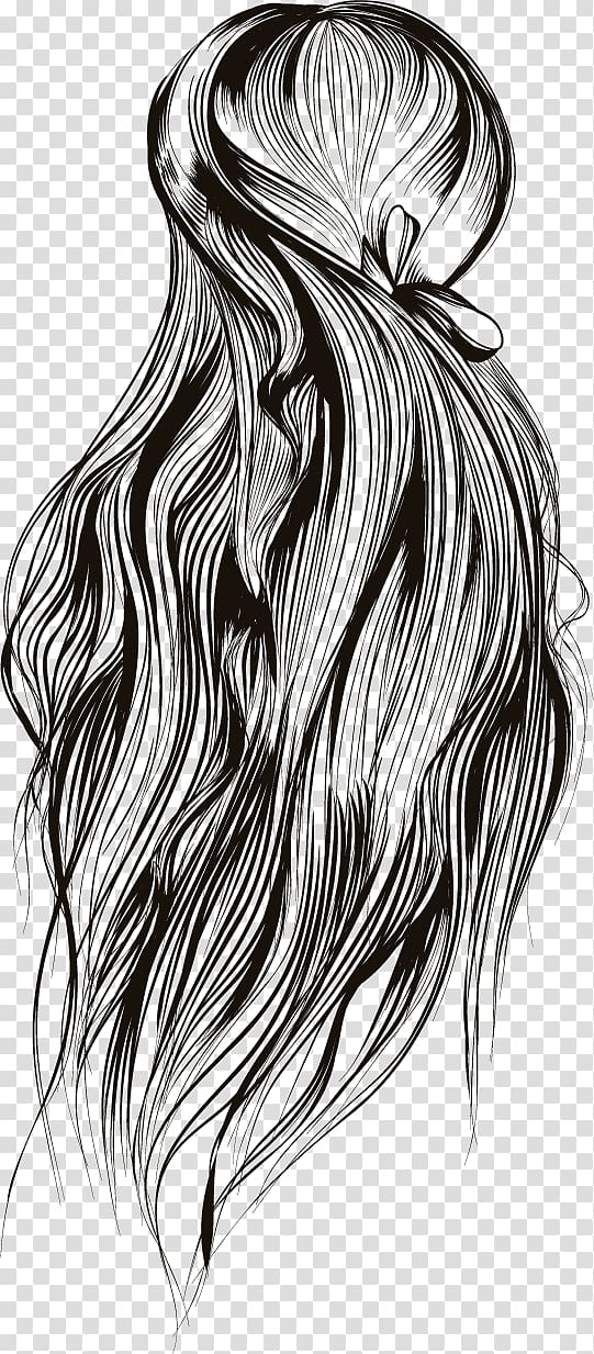 Cute girls face with long hair sketch style Vector Image