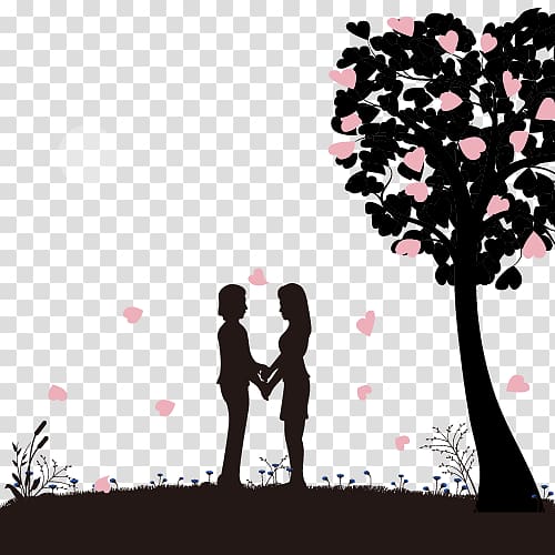 silhouette of couple illustration, Silhouette Valentines Day Dating, Couple silhouette figures Albums transparent background PNG clipart