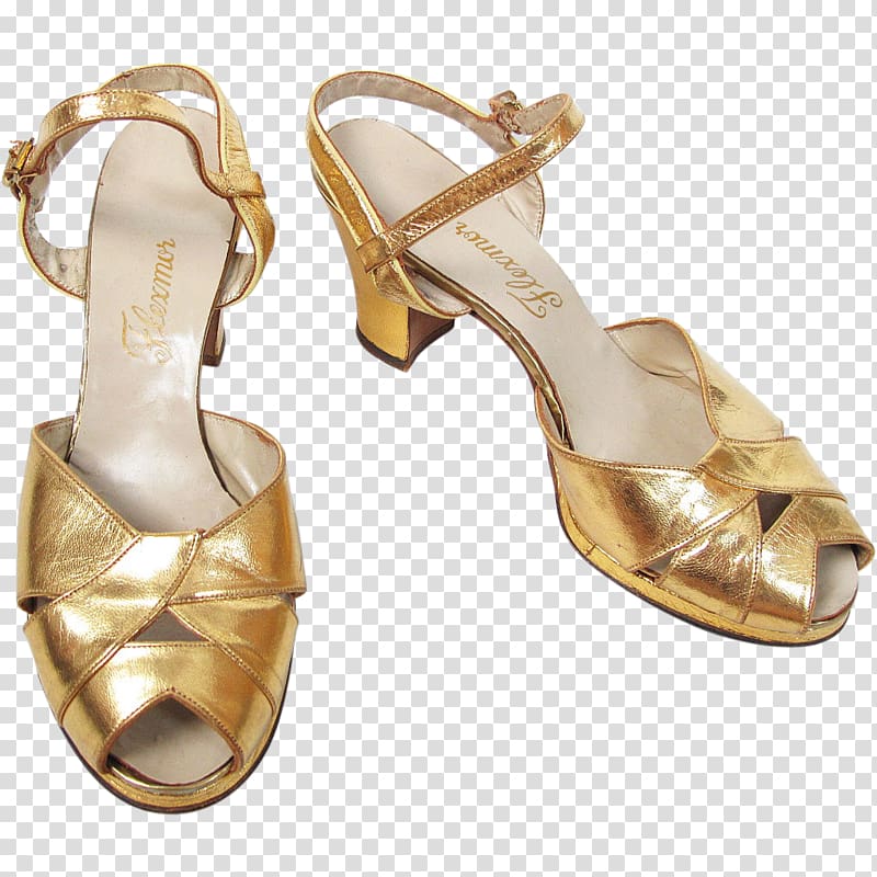 Shoe Product design Sandal Metal Beige, Gold Chunky Heel Shoes for Women transparent background PNG clipart