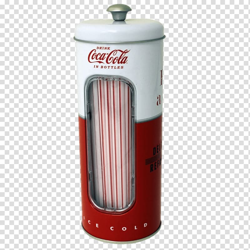 white and red Coca-Cola straw dispenser, Coca Cola Straw Holder transparent background PNG clipart