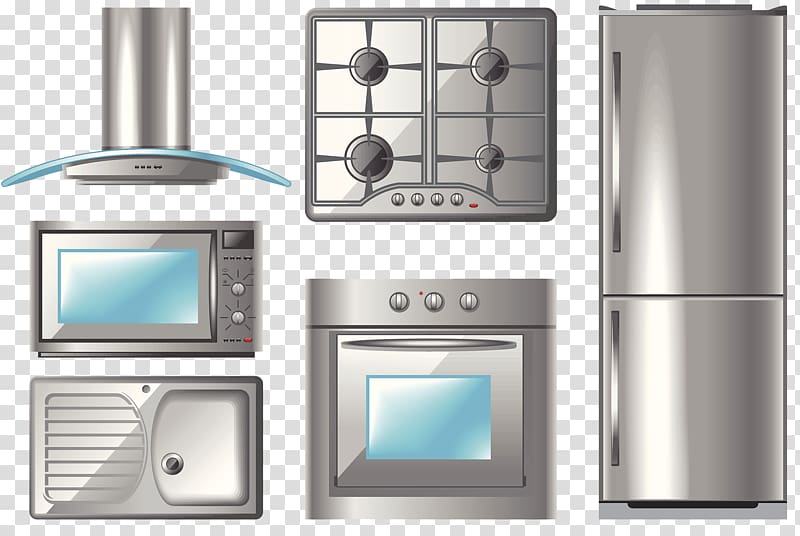 Kitchen Home appliance Exhaust hood Illustration, Kitchen appliances collection transparent background PNG clipart