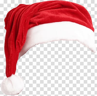 red and white Santa Claus hat, Christmas Large Hat transparent background PNG clipart