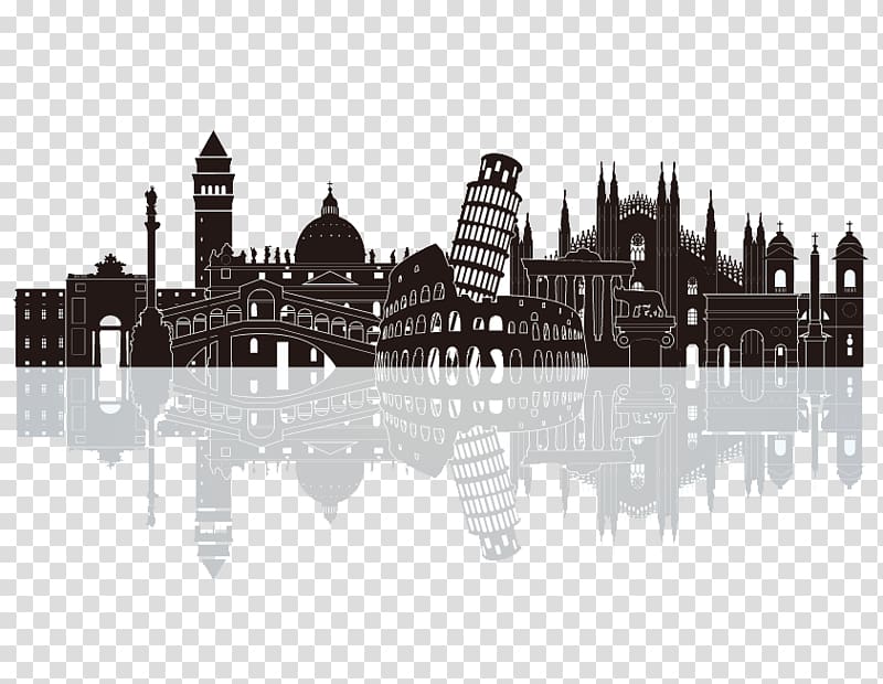 Milan Skyline Silhouette Illustration, Silhouette City transparent background PNG clipart