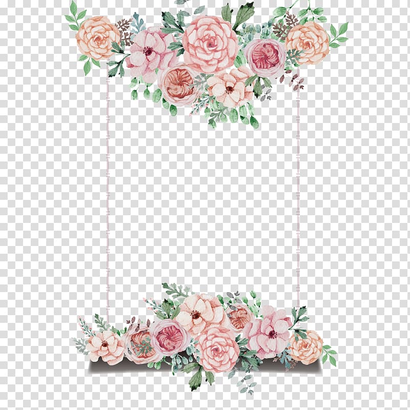 Wedding invitation Flower, Hand-painted flower theme signboard , pink rose window framed illustration transparent background PNG clipart