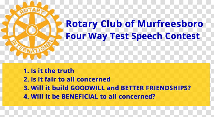 The Four-Way Test Rotary International Rotary Foundation Rotary Club of Fort Lauderdale Organization, speech contest transparent background PNG clipart
