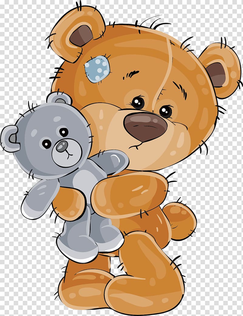 two gray and brown bear illustrations, Cartoon Drawing Teddy bear Illustration, The brown bear with the Grizzlies transparent background PNG clipart