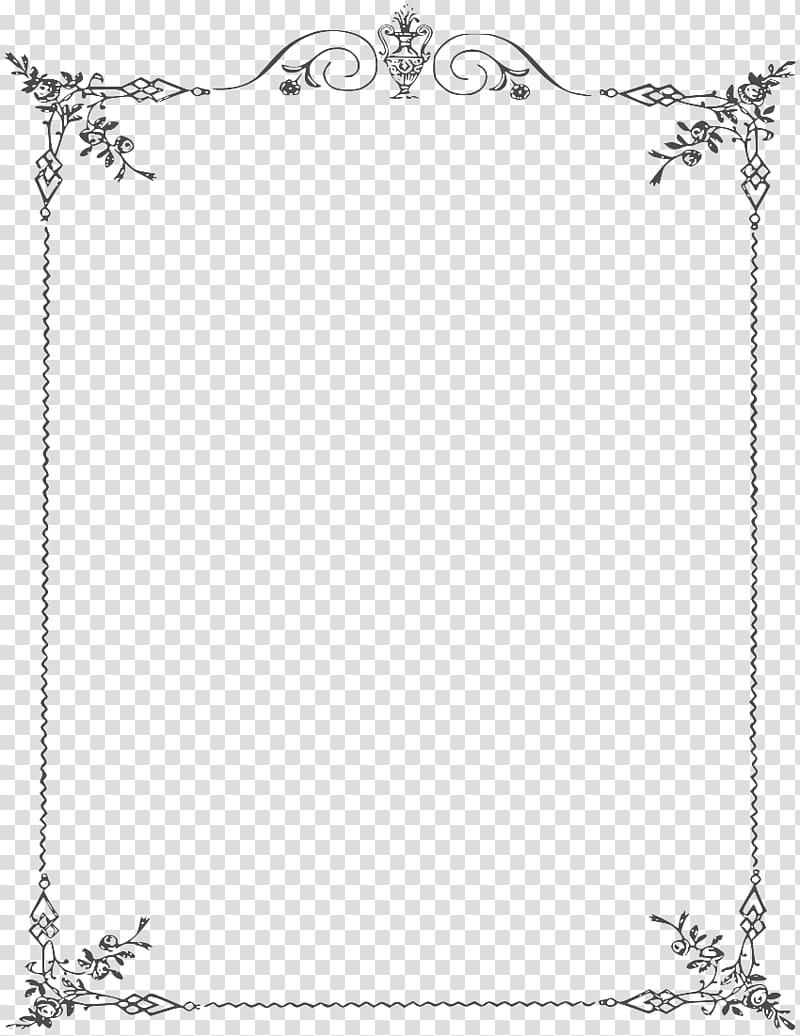 rectangular black floral borderline, , White Border Frame transparent background PNG clipart