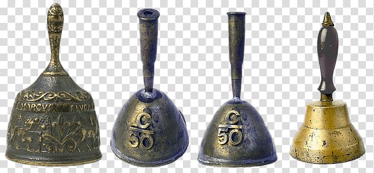 several hand bells, Small Bells transparent background PNG clipart