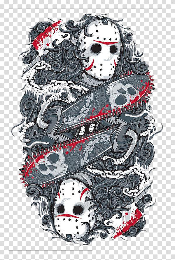 jayson voorheese jason voorhees freddy krueger michael myers friday the 13th horror gray skull mask illustration transparent background png clipart hiclipart