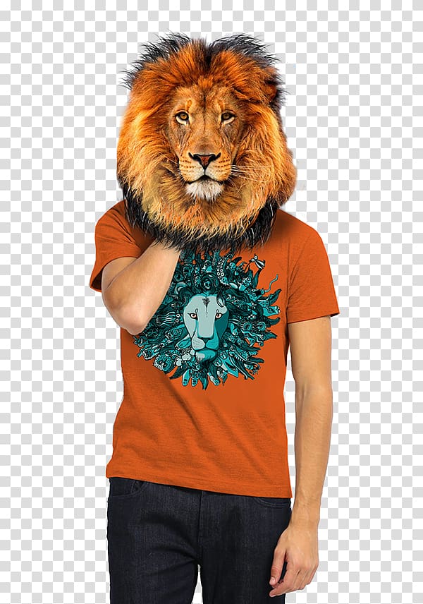 T-shirt Lion Cat Carnivora Outerwear, lion head transparent background PNG clipart
