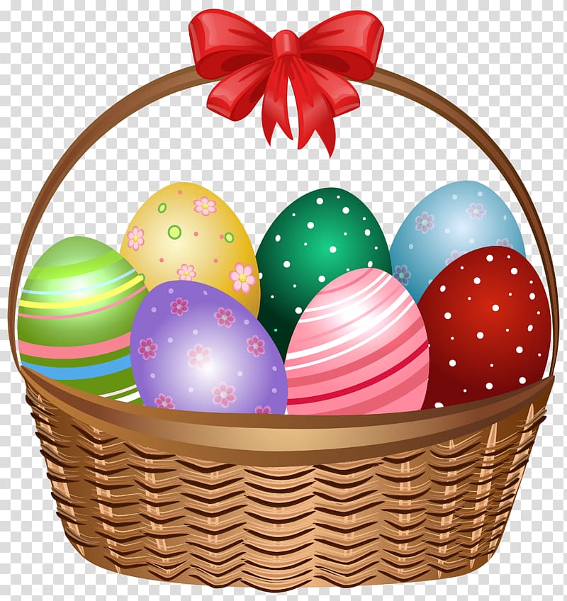 assorted-color eastern eggs illustration, Easter Bunny Easter basket , Easter Basket transparent background PNG clipart
