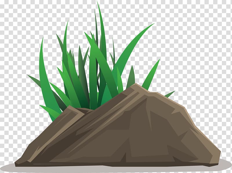 gray stone and green grass illustratoin, Stone grass AI transparent background PNG clipart