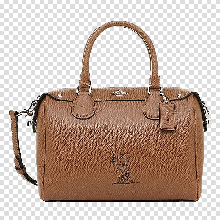 Tapestry Handbag Leather Satchel, COACH brown shoulder bag transparent background PNG clipart