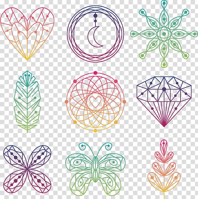 assorted shape illustration, Euclidean Drawing, Bohemian elements transparent background PNG clipart