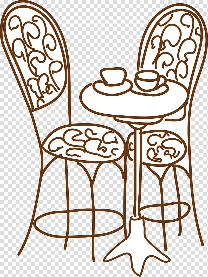 Coffee de Paris Drawing Brush Painting, Tables and chairs transparent background PNG clipart