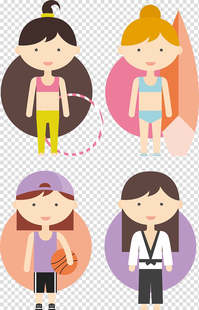 Sport Cartoon Illustration, Cartoon fitness girl transparent background PNG clipart