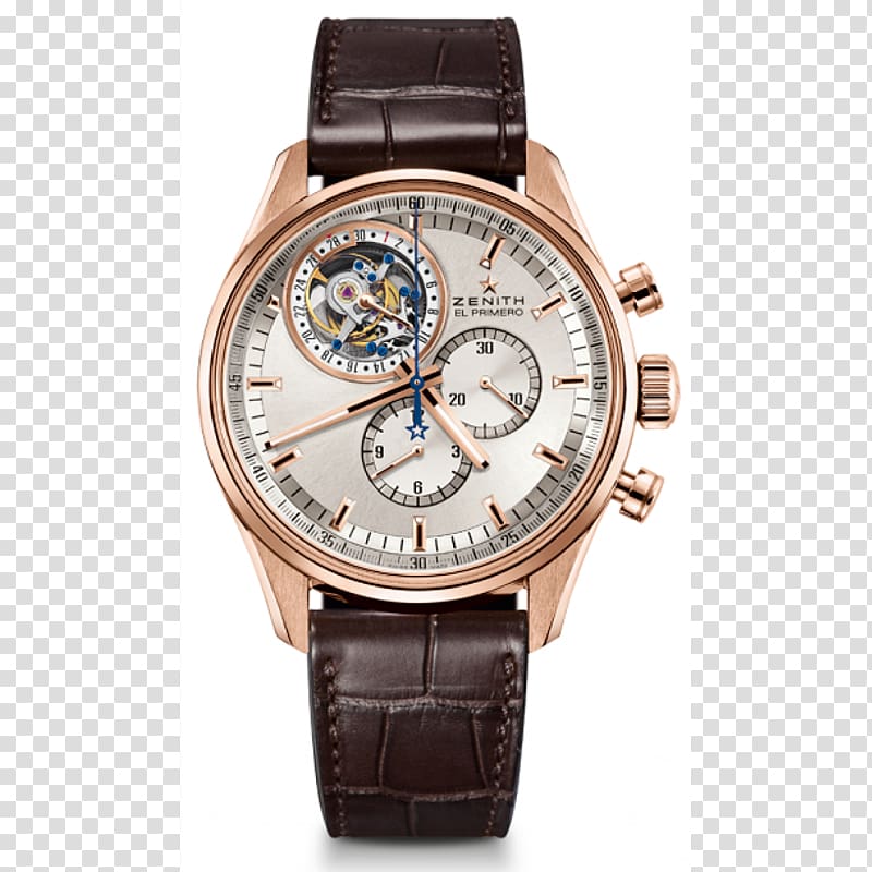 Zenith Automatic watch Tourbillon Chronograph, watch transparent background PNG clipart