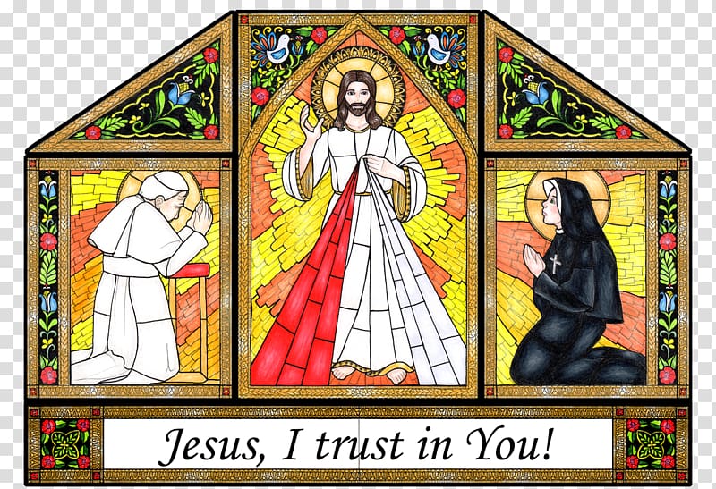 Stained glass Window Divine Mercy, stained glass figure transparent background PNG clipart