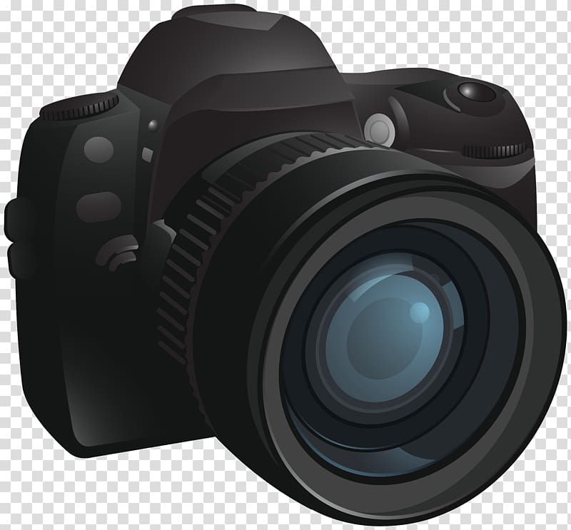 black DSLR camera illustration, Digital SLR Camera, Camera transparent background PNG clipart