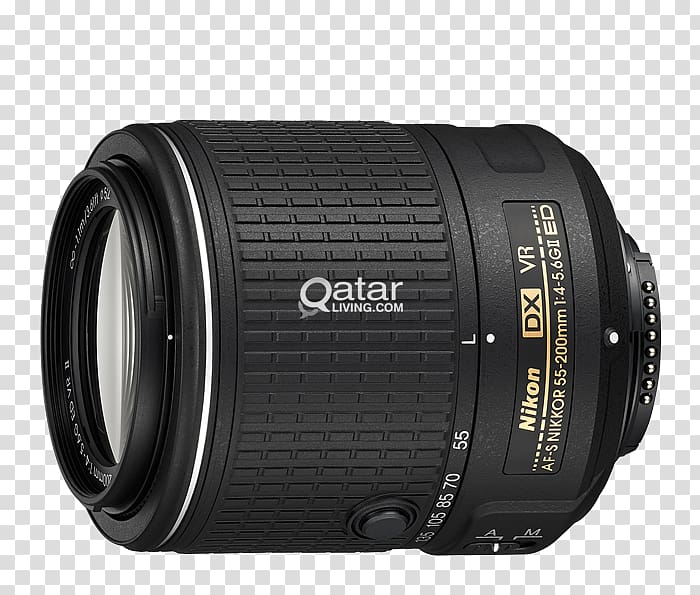 Digital SLR Nikon AF-S DX Zoom-Nikkor 55-200mm f/4-5.6G Nikon AF-S DX Nikkor 55-300mm f/4.5-5.6G ED VR Nikon AF-S DX Nikkor 35mm f/1.8G, camera lens transparent background PNG clipart