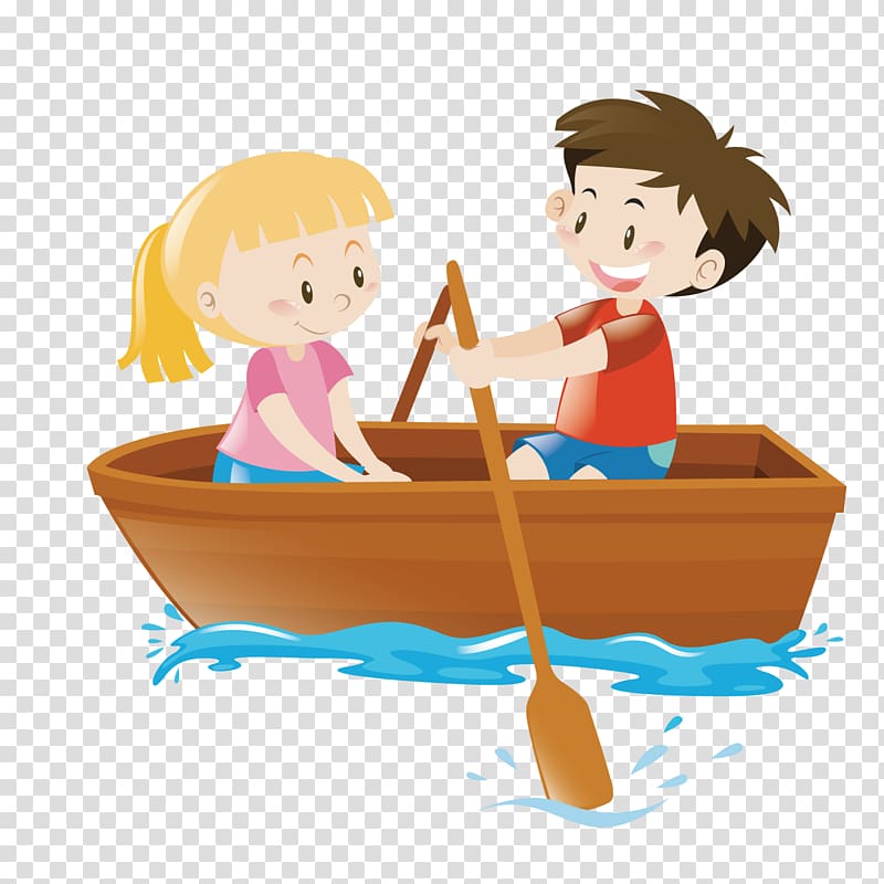 boy and girl riding boat , Rowing Boat , Rowing Lake transparent background PNG clipart