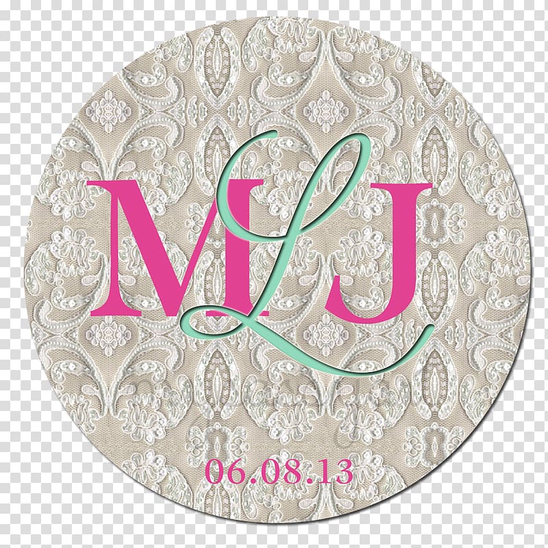 Pink M Lace, marriage monogram transparent background PNG clipart