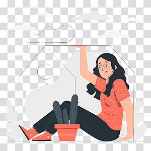 illustration, Cabin fever, home, people, stay, fear, lonely, mental health, feeling transparent background PNG clipart thumbnail