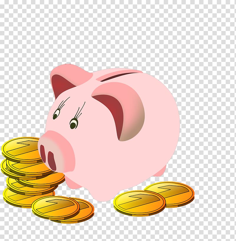 Coin Piggy bank , Cute cartoon save piggy bank transparent background PNG clipart