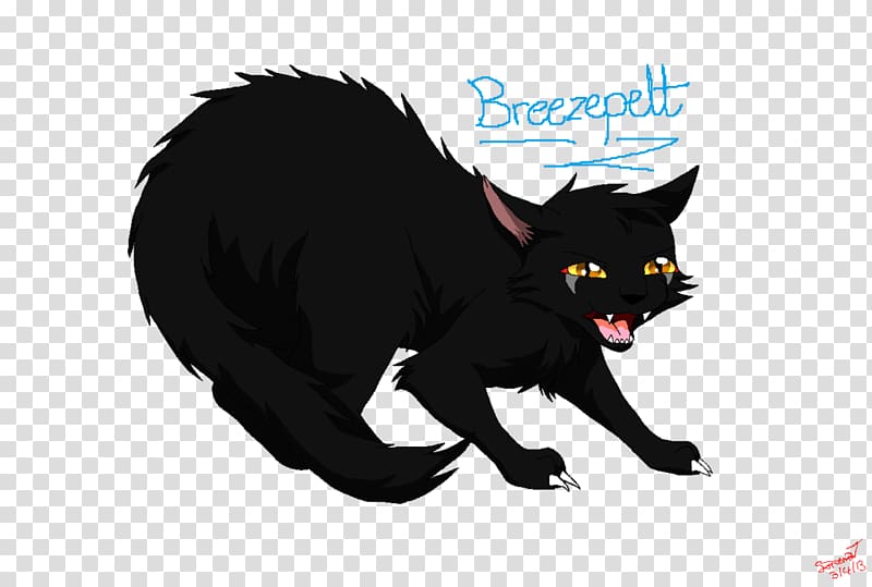 Black cat Warriors Into the Wild Breezepelt, stay up late to work transparent background PNG clipart