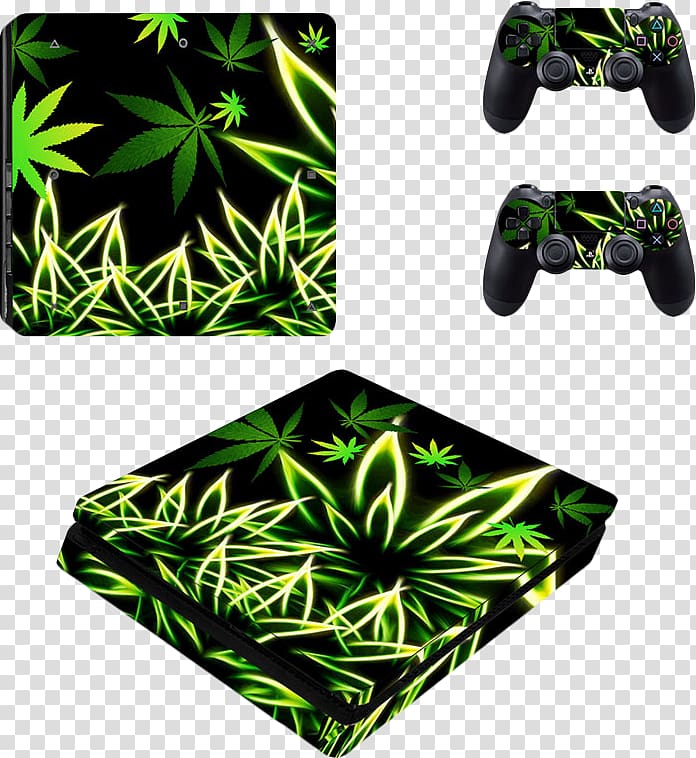 Sticker Sony PlayStation 4 Slim Paper Decal, cannabis transparent background PNG clipart