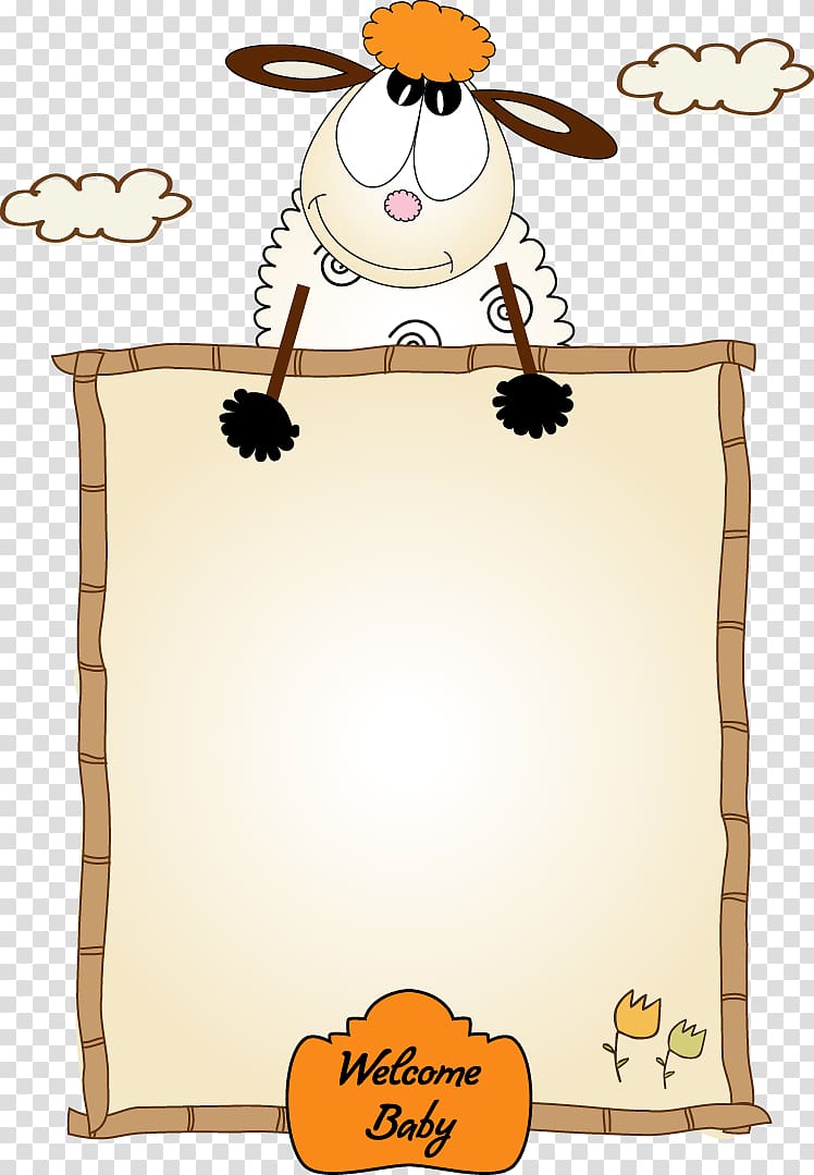 sheep illustration, frame Cartoon , Cute lamb border transparent background PNG clipart