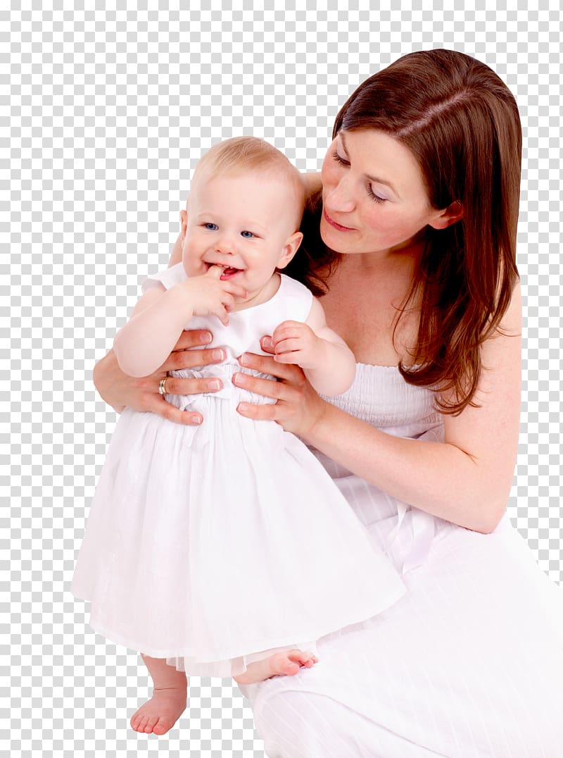 woman holding white dressed baby, Infant Mother, Mom with Baby transparent background PNG clipart