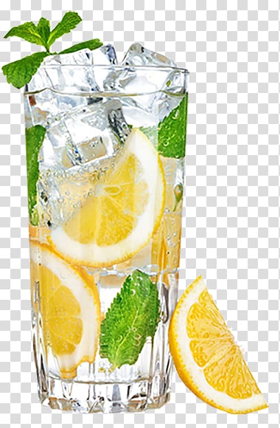 Lemonade Lemon-lime drink Water, Lemon Ice, slice lemons in clear drinking glass transparent background PNG clipart