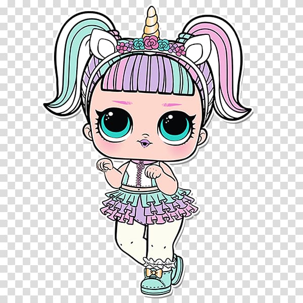 girl wearing unicorn headband illustration, Unicorn Doll L.O.L. Surprise! Confetti Pop Series 3 Legendary creature, unicorn transparent background PNG clipart