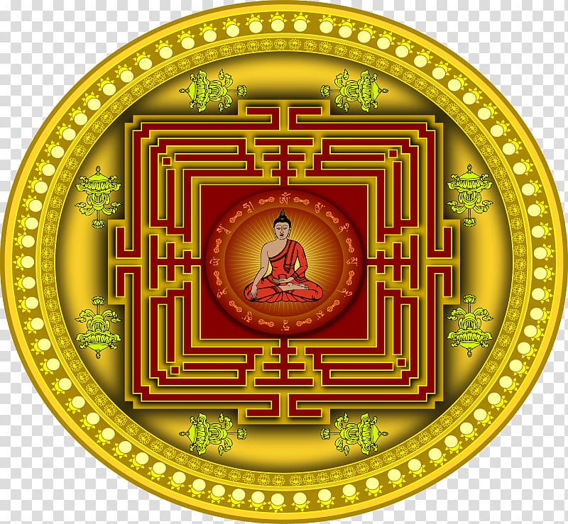 Golden Buddha Mandala Buddhism Buddhist flag Symbol, mandala transparent background PNG clipart