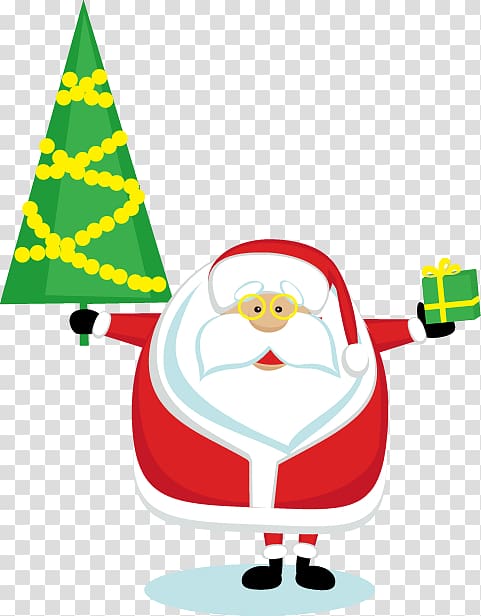 Shopping Holiday Local purchasing Gift Christmas, Cute cartoon Santa Claus holding gift umbrella transparent background PNG clipart
