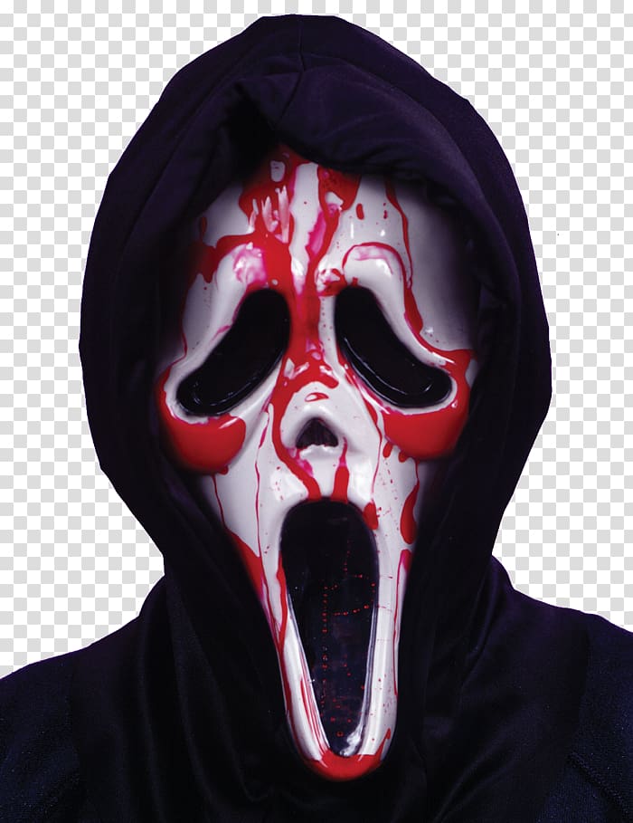 Ghostface Mask Theatrical blood Scream, mask transparent background PNG clipart