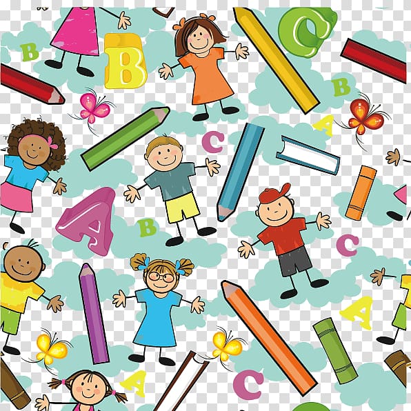 toddlers and pencils , kids background transparent background PNG clipart