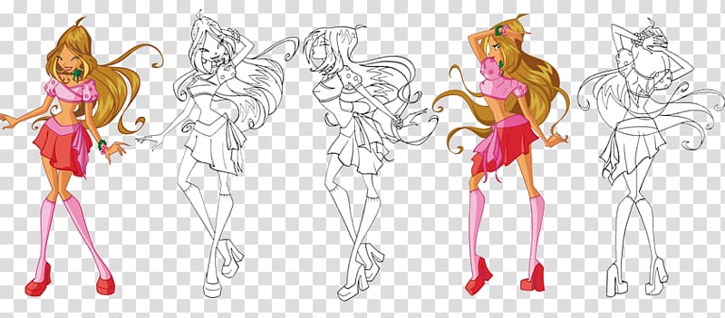 Flora Aisha Drawing Sketch, city girl transparent background PNG clipart