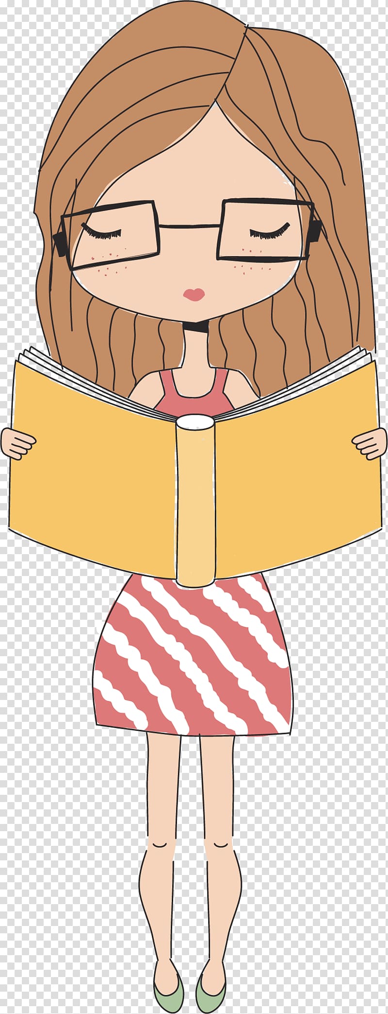 Illustration, Reading girl transparent background PNG clipart